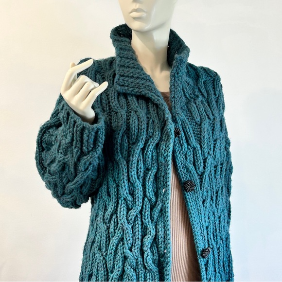Chunky Hand Knit Long Line Cardigan - Picture 8 of 14